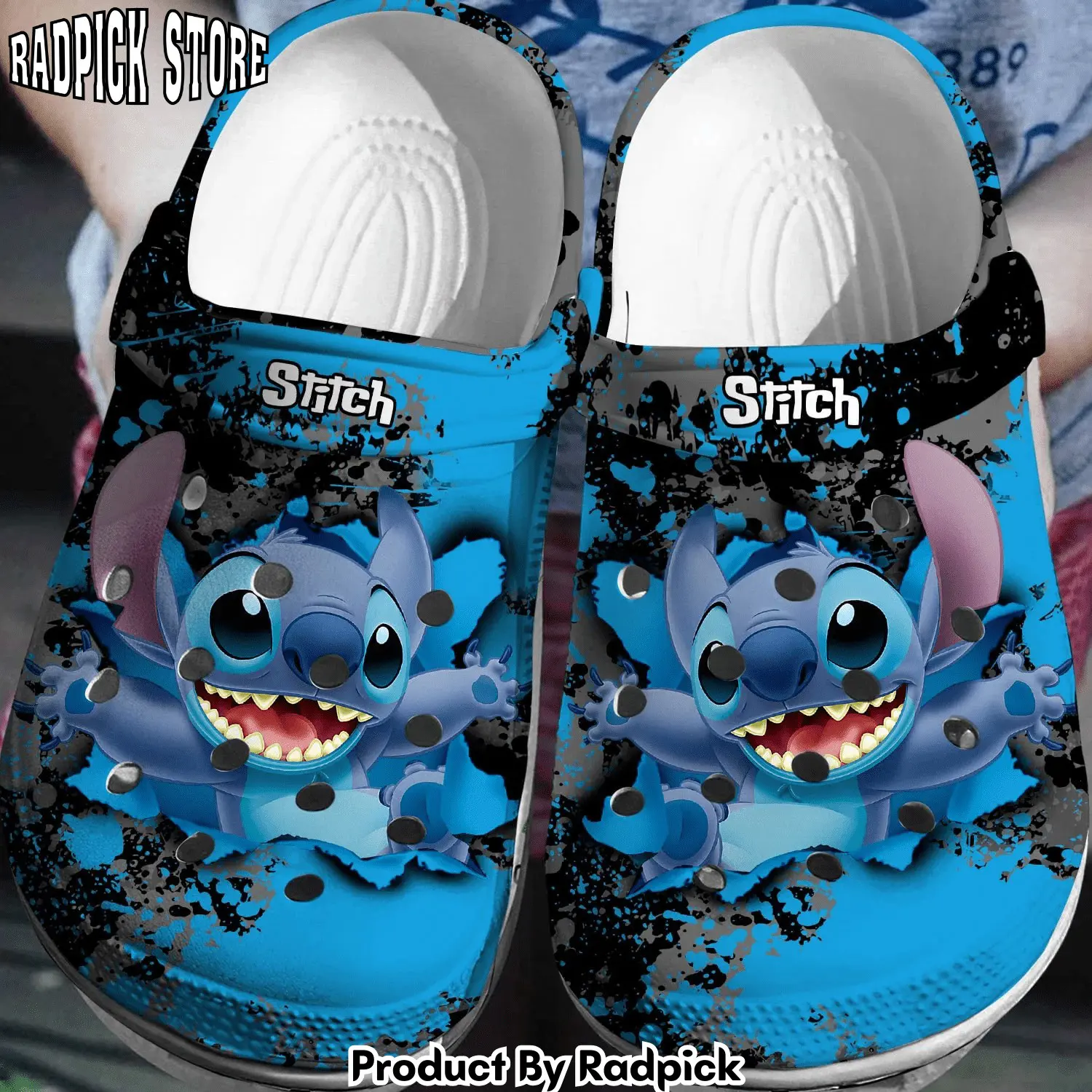 Radpick stitch little blue monster crocss 3d clog shoes rp6521133